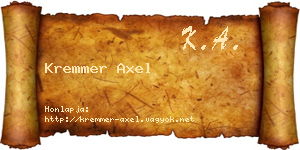 Kremmer Axel névjegykártya